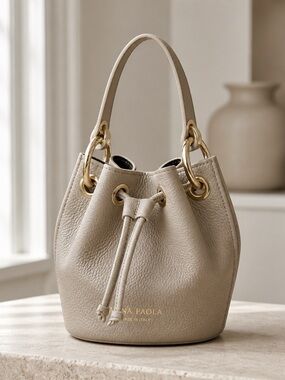 Anna Paola Taupe Mini Bucket Bag
